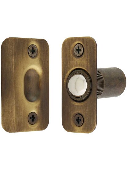 Solid-Brass Ball Catch with Rounded Corners in Antique Brass.